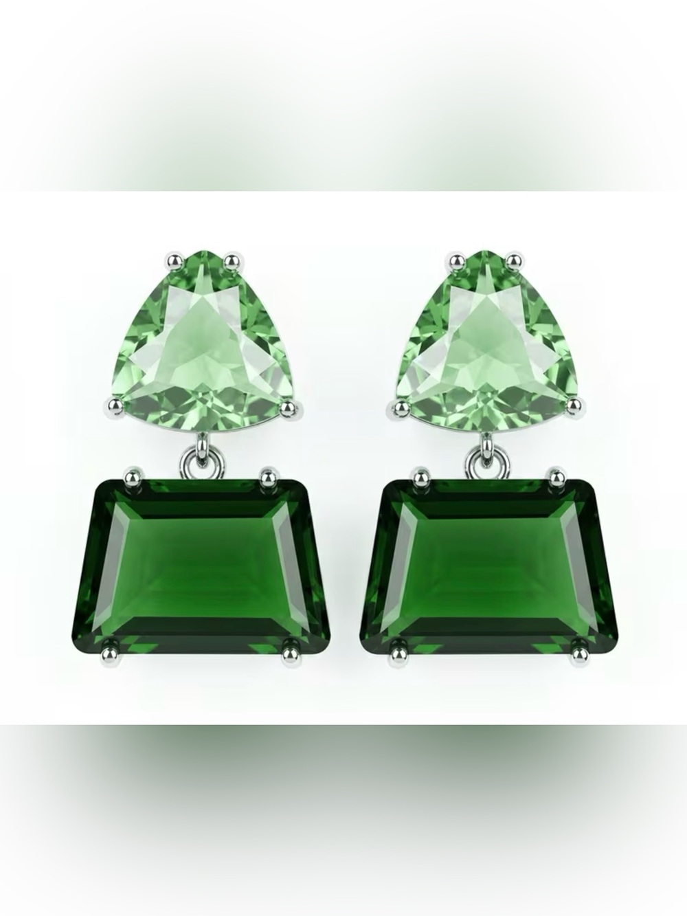 Green CZ Drop Earrings